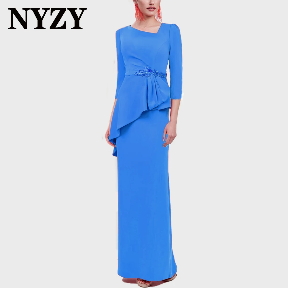 NYZY-M409 Mãe dos vestidos de noiva, mangas 3/4, vestido longo laranja, vestidos de coquetel para festa de casamento, Guest Wear, M409, 2024