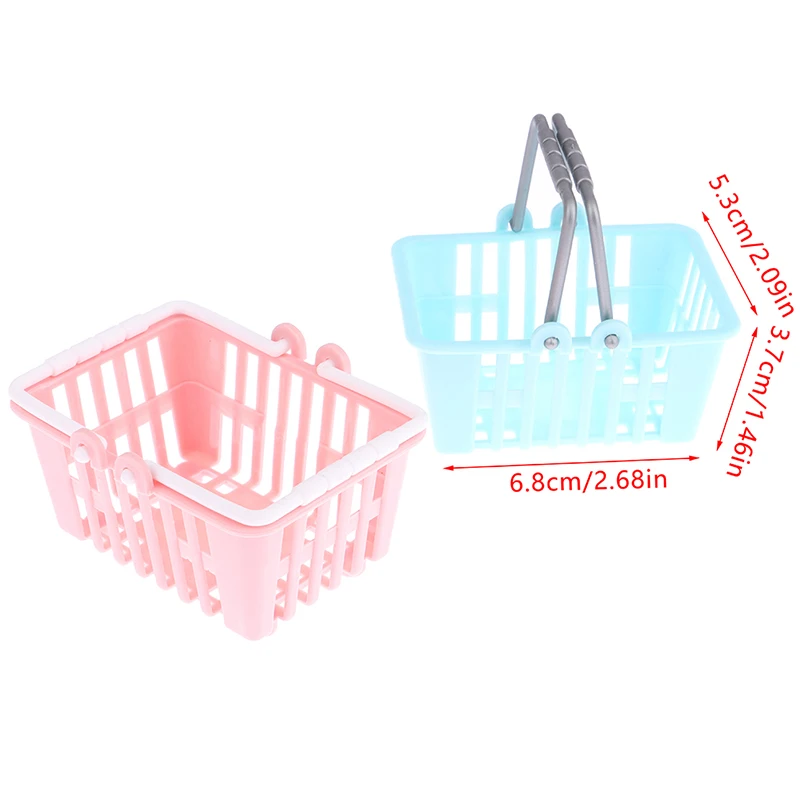 2Pcs Dollhouse Mini Shopping Hand Baskets Model Dollhouse Supermarket Basket For Grocery Toy Pretend Play