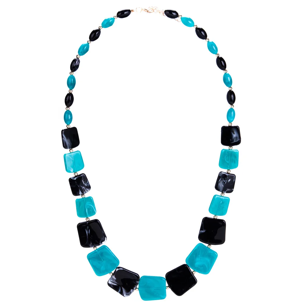 Ahmed New Maxi Statement Long Beads Necklaces Collier Fashion Spring Acrylic Geometric Pendant Collar Necklace for Women