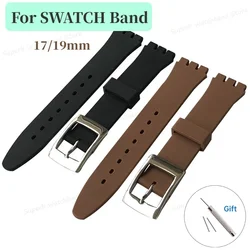 For Swatch Watchband Stainless Steel Buckle Silicone Strap 17 19mm Bracelet Accessories Multi-color Waterproof Rubber Bracelet