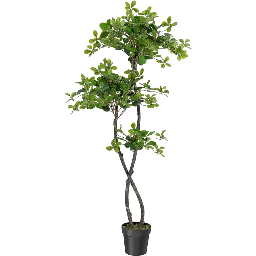 Artificial Plants Indoor, 5/6 ft Fake Black Olive Tree with Pot | Tall Fake Plants in Plastic Nursery Pot Fake Tree Artificial Trees for Home Decor Office Living Room