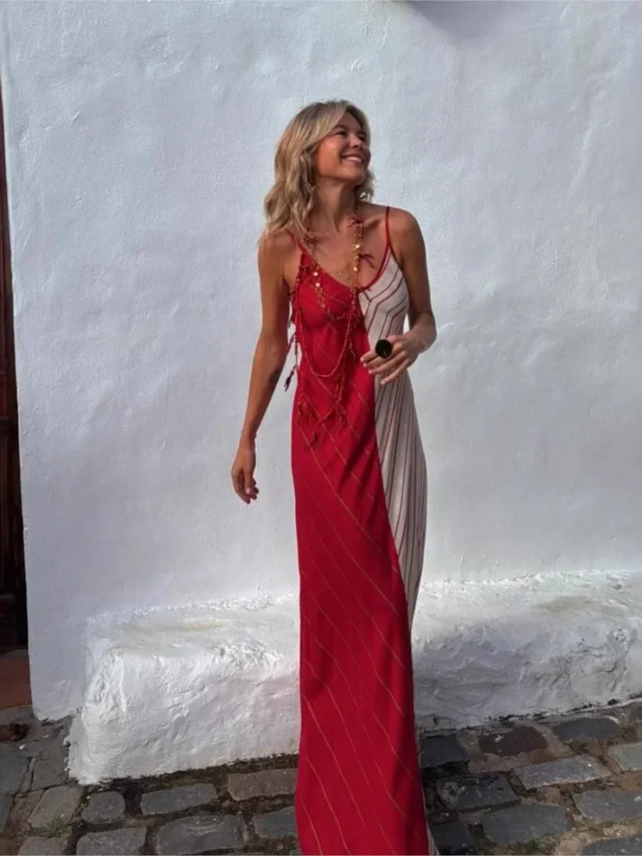 Summer Boho For Women Dress Fashion Spaghetti Strap Elegant Loose Casual Office Party Holiday Dresses Robe Femme Women Clothes