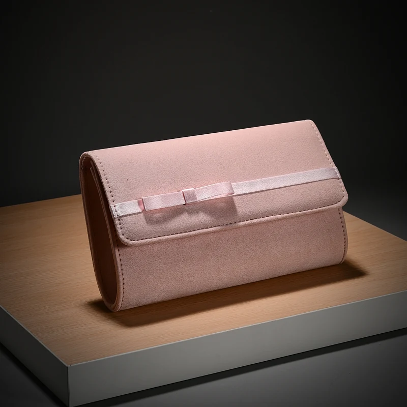 

New solid color flannelette design Hand Evening dress bag decorated with bow Banquet gift Bag Chain shoulder crossbody bag