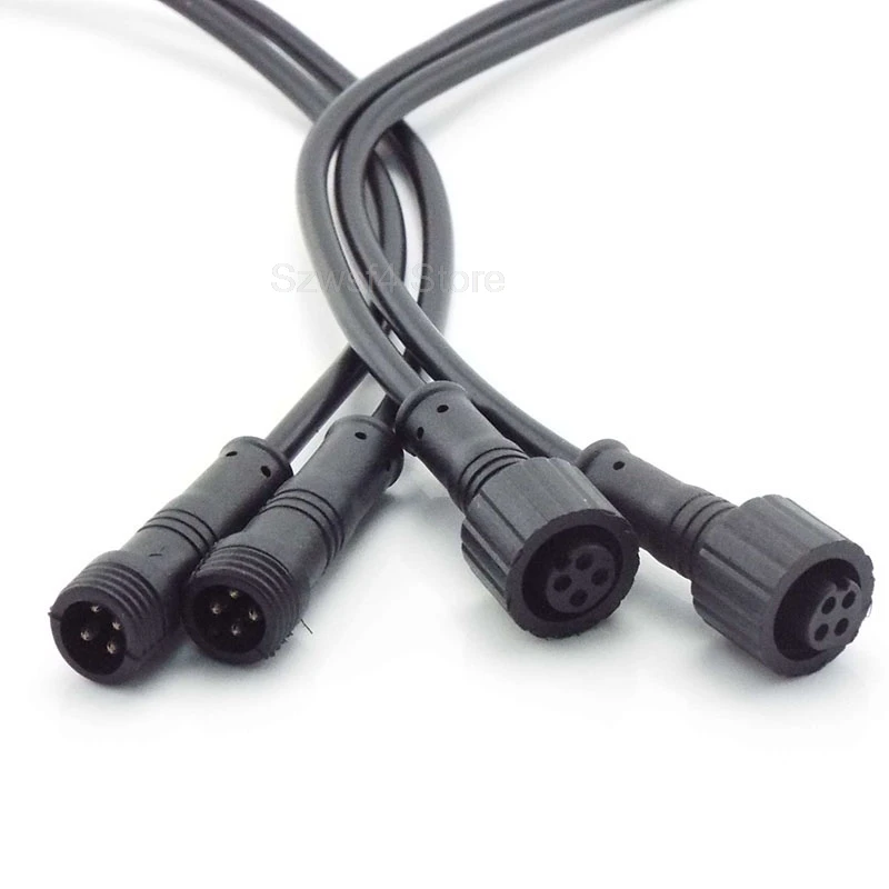2Pin 3Pin 4Pin 3A Power Cable  Male Plug Female Jack Adapter Connector Wire 500V Connector Cords IP65 Waterproof E4