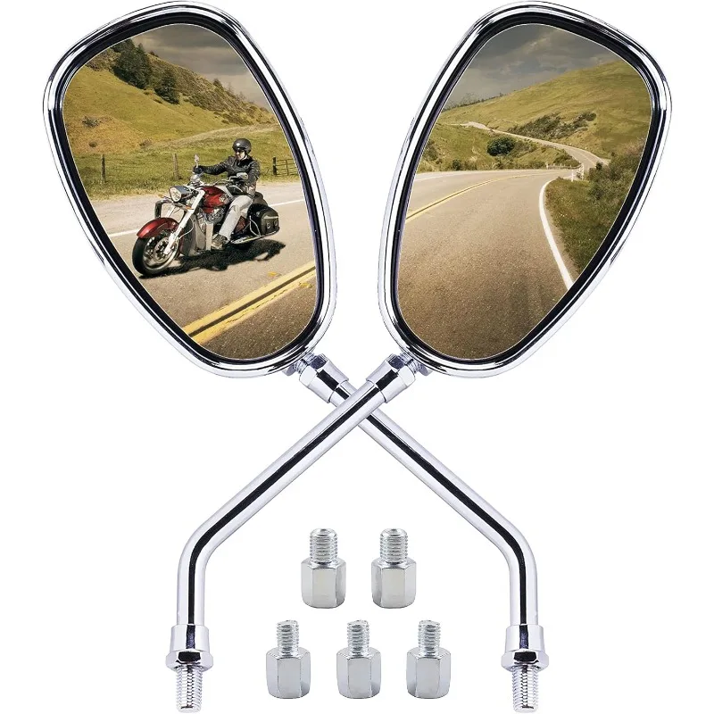 AliExpress NONE Universal 10mm Chrome Rearview Mirrors Motorcycle Motocross Scooter E-bike Racing Motorbike Side Mirror Rear View Accessories