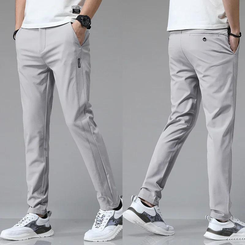 2024 Spring Summer Ultra-thin Men's Stretch Slim Straight Casual Pants High Quality Fashion Breathable Golf Sports Trousers