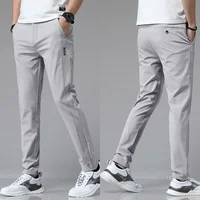 Pantalones informales rectos ajustados elásticos ultrafinos para hombre, pantalón deportivo de Golf transpirable de alta calidad, primavera y verano, 2024