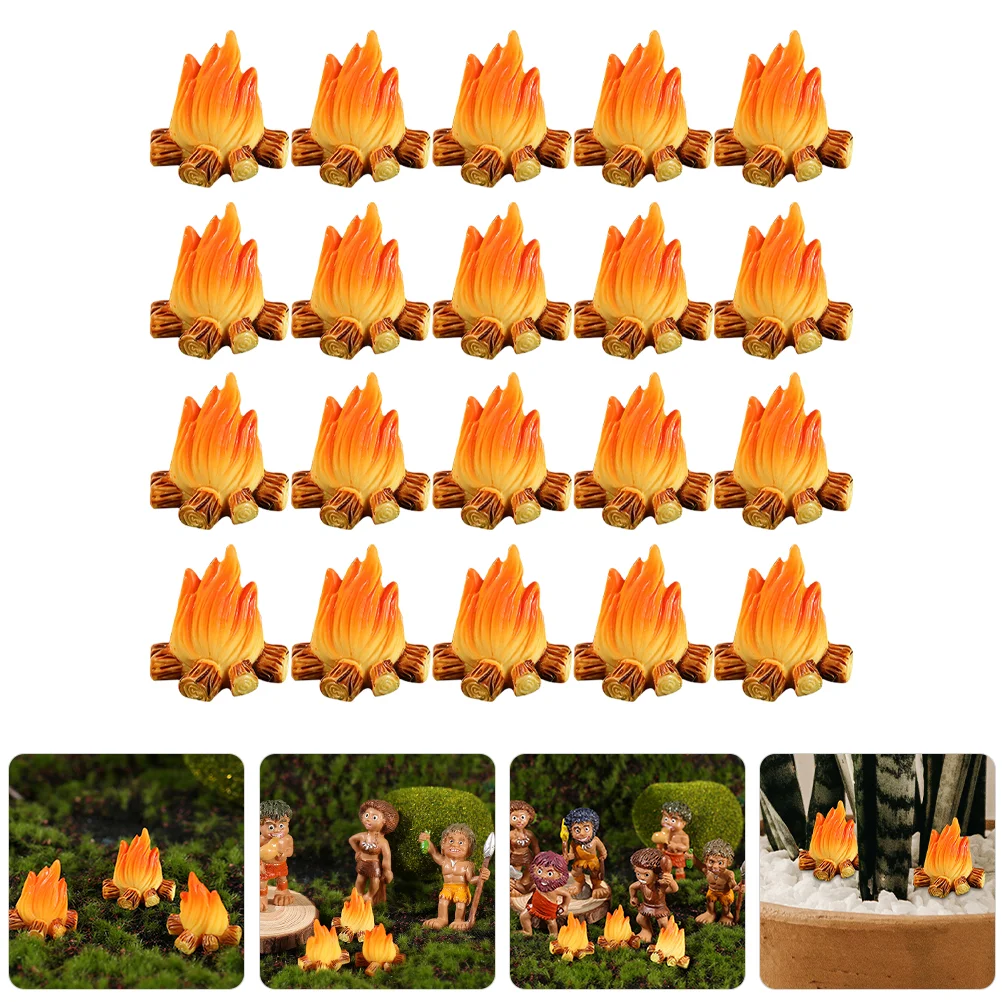 24 Pcs Handmade Ornaments Miniature Campfire Flower Pots Manual Camping Party Favors Resin Miniatures