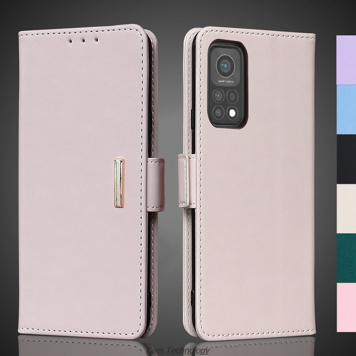 

Кожаный чехол с магнитной пряжкой для Xiaomi Mi 10T / Xiaomi 10T Pro 5G, кошелек с RFID-блокировкой, откидная крышка, простой чехол Capa Fundas Coque