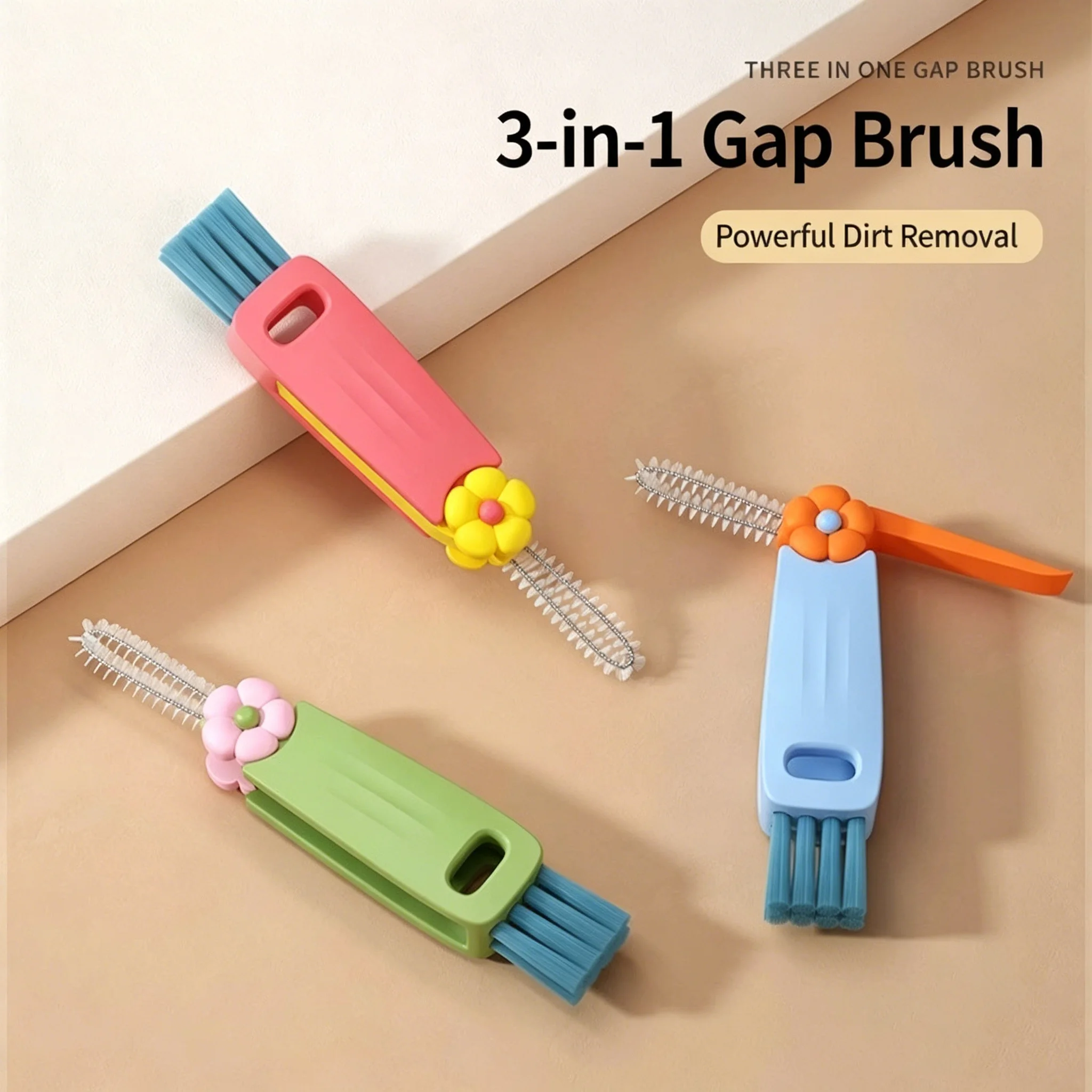 Home Multi-Functional Petal Three-In-One Cup Brush Gap Cleaning Brush for Milk Bottles Cup And Cups - Household Cleaning Tool