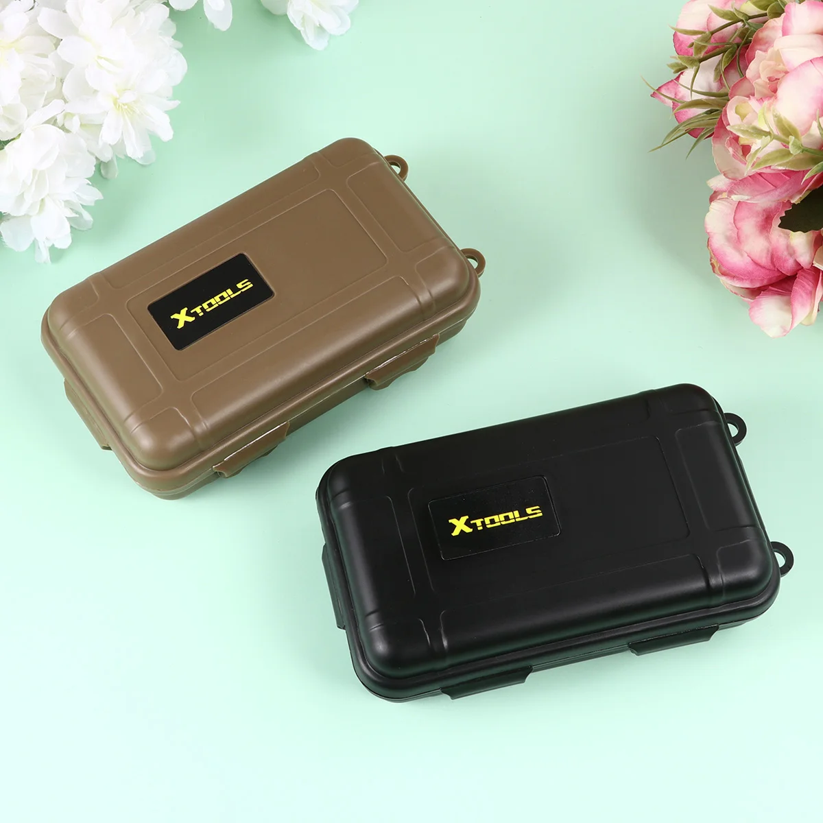 

2 Pcs Survival Portable Outdoor Storage Case Waterproof Shockproof Outdoor Airtight Storage Box Container Anti Pressure Carry