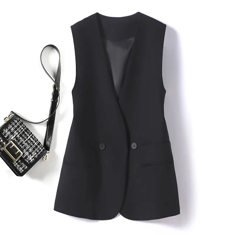 Women's Vest Jacket 2024 Korean New Fashion Spring Summer Sleeveless Jacket Suit Vest Femme Blazer Waistcoat Tops Chaleco Mujer