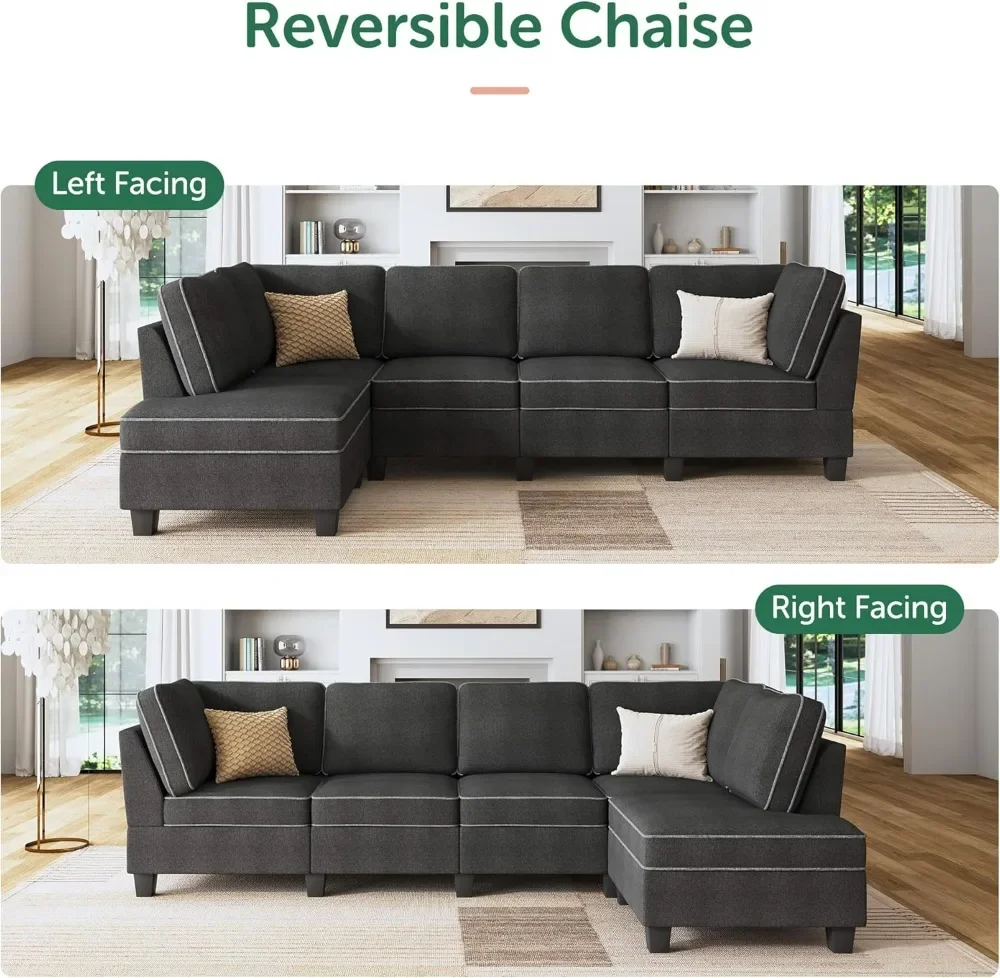 Convertible Sectional Sofa, L Shape Couch with Chaise, Reversible Sectional Couch for Living Room