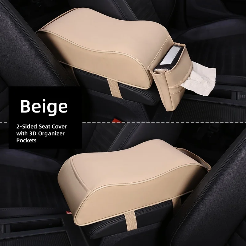PU lederen auto armsteun middenconsole ergonomische curve vorm tissuezak opbergruimte auto-interieur geschenken