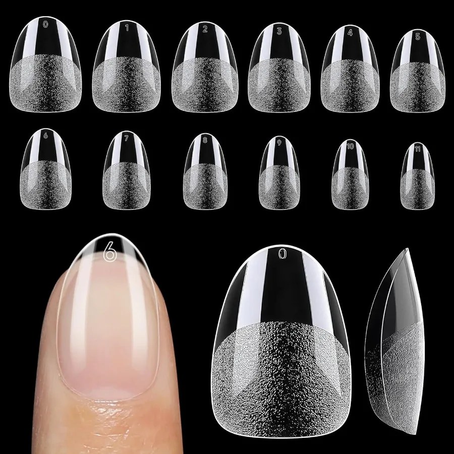 

Extra Short Almond Nail Tips 12 Sizes Short Almond Gel Nail Tips 120Pcs Soft Gel Clear Full Cover Nails Tips Acrylic False Nail