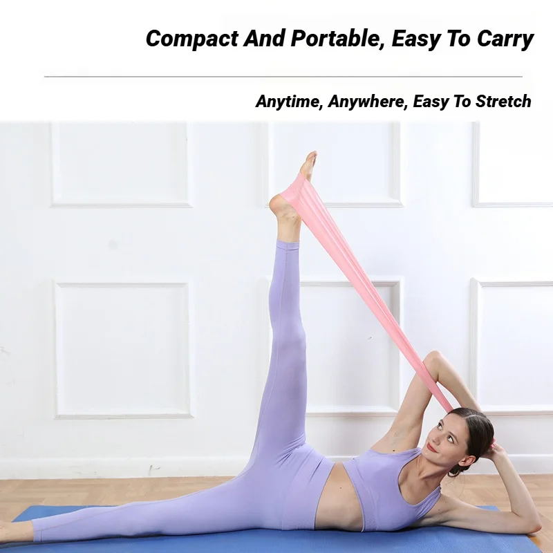 شريط مقاومة محمول لليوغا والبيلاتس، طويل، لتدريبات التمدد والقوة المنزلية، مرن، حزام تمارين رياضي - 4