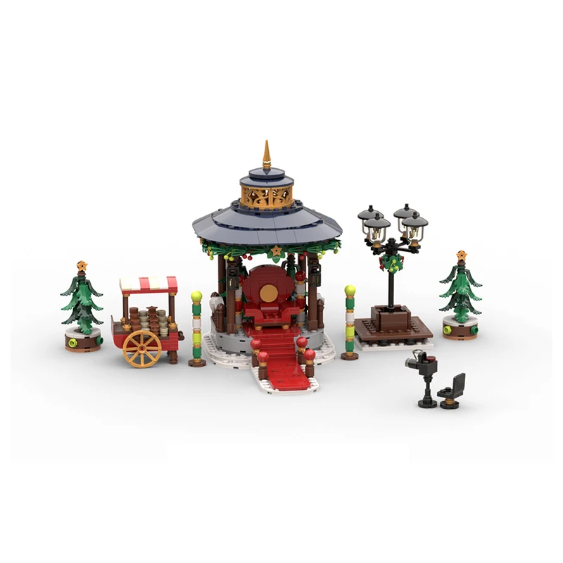 Kerst Street View Model MOC Bouwstenen Kerstman Paviljoen Modulaire Technologie Cadeau Vakantie Monteer Kinderen Speelgoed Pak