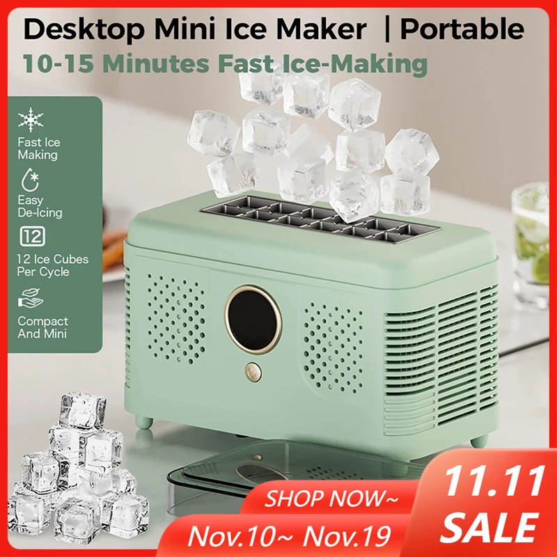 

Portable Mini Ice Maker 12V Car Cube Ice Machine Automatic Ice Cube Box for Vehicles Travel Outdoor Camping Home Office Use