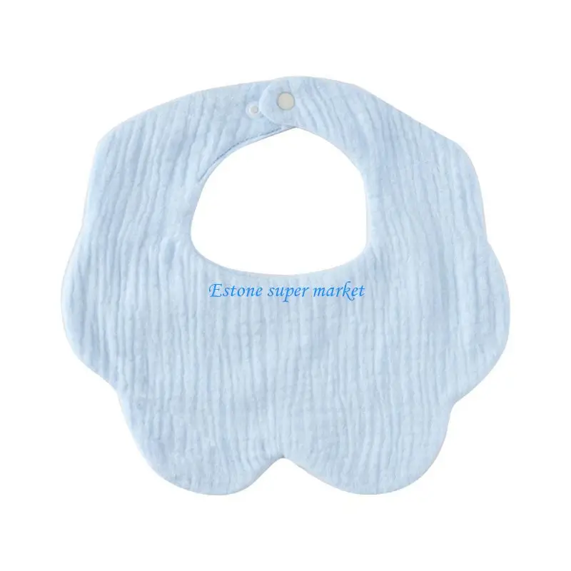 

090B Stylish Baby Feeding Bib Absorbent Cotton Drooling Bibs Soft & Breathable Burp Cloth Solid Color for Mess Feeding