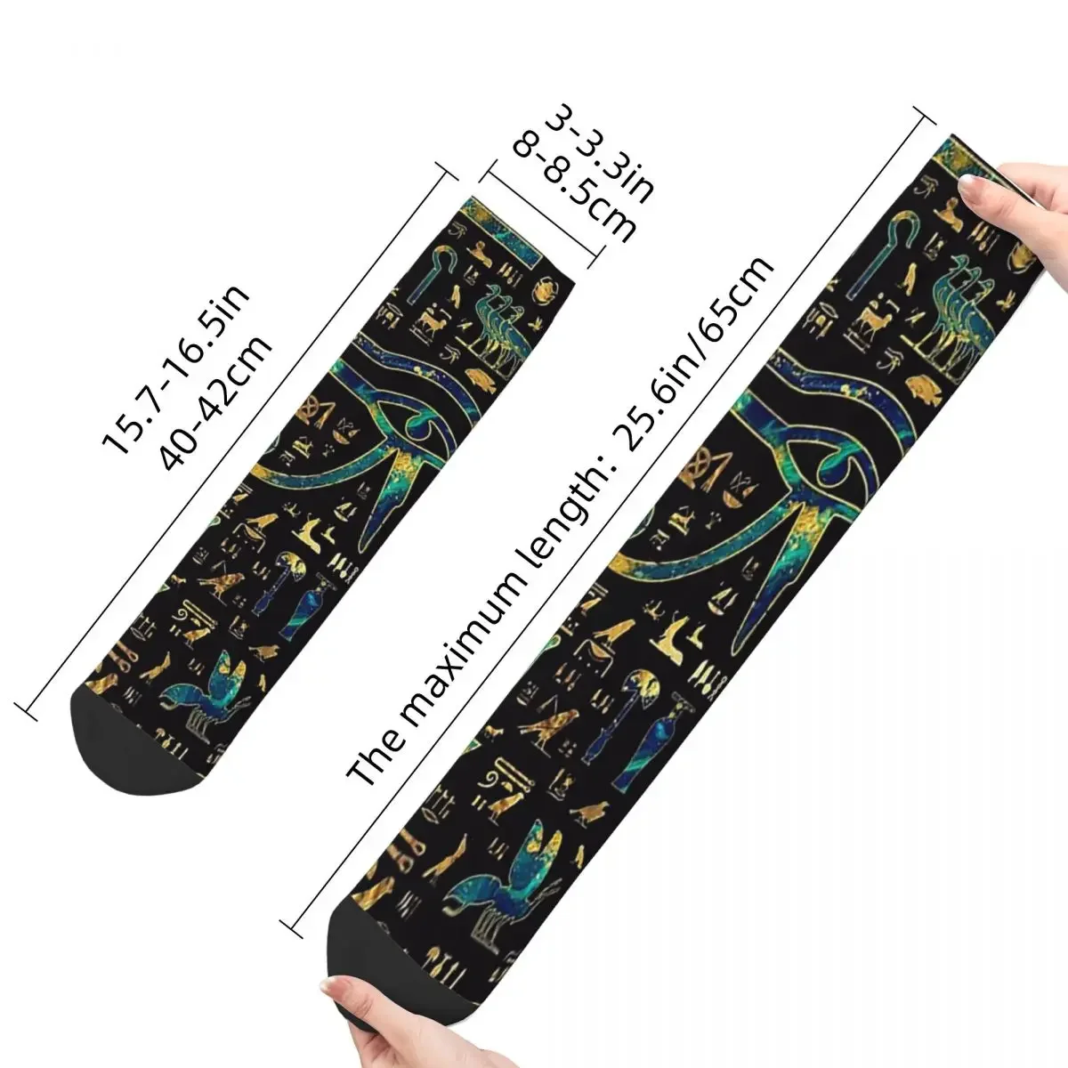 Funny Men's Socks Hieroglyphics Marble And Gold Retro Ancient Egypt Egyptian Harajuku Casual Crew Sock Gift Pattern Printed