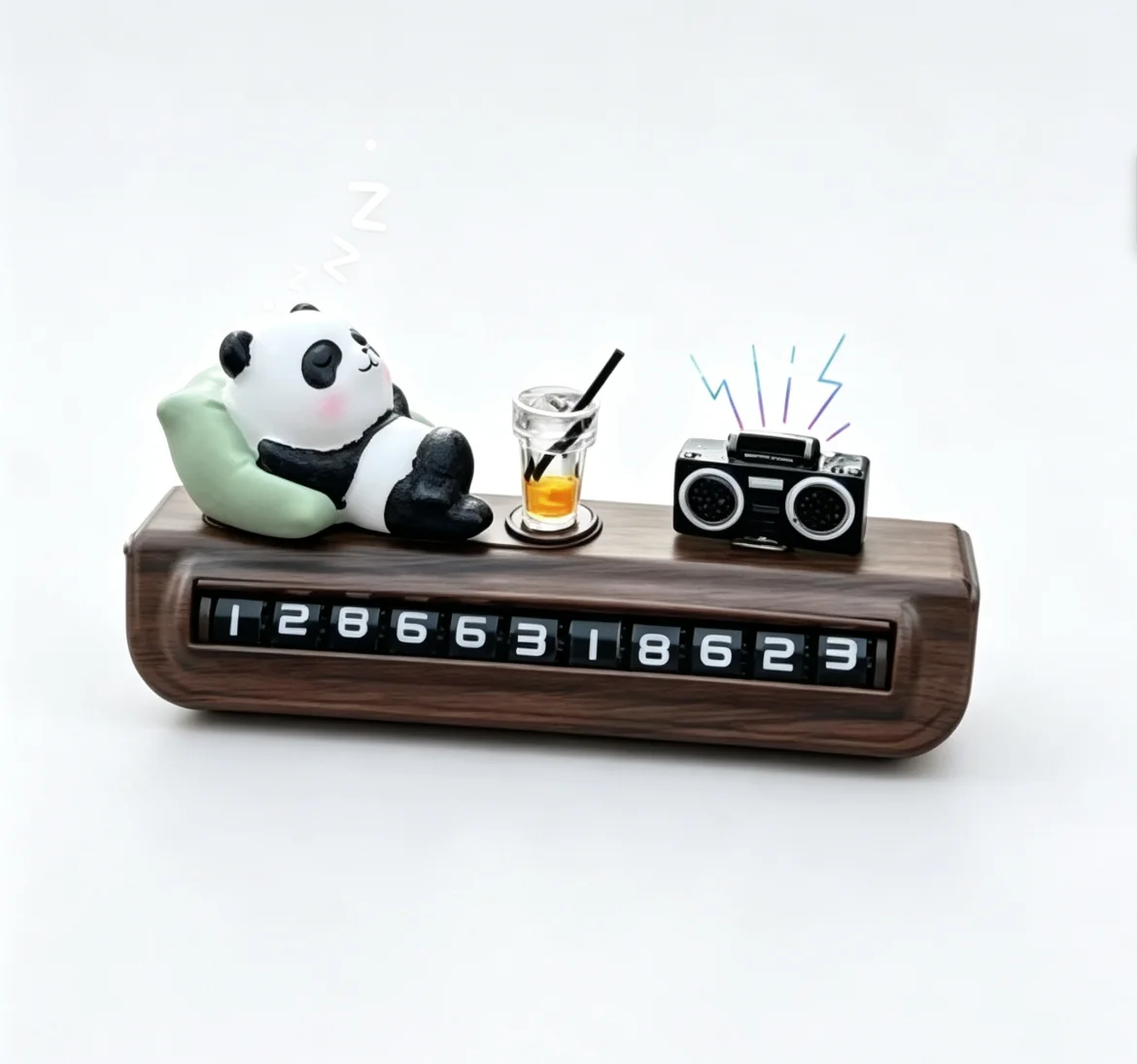Cute Panda Car Phone Number Holder, Temporary Parking Sign, Chinese Style Dashboard Decor Ornament, Creative Gift for Men Women