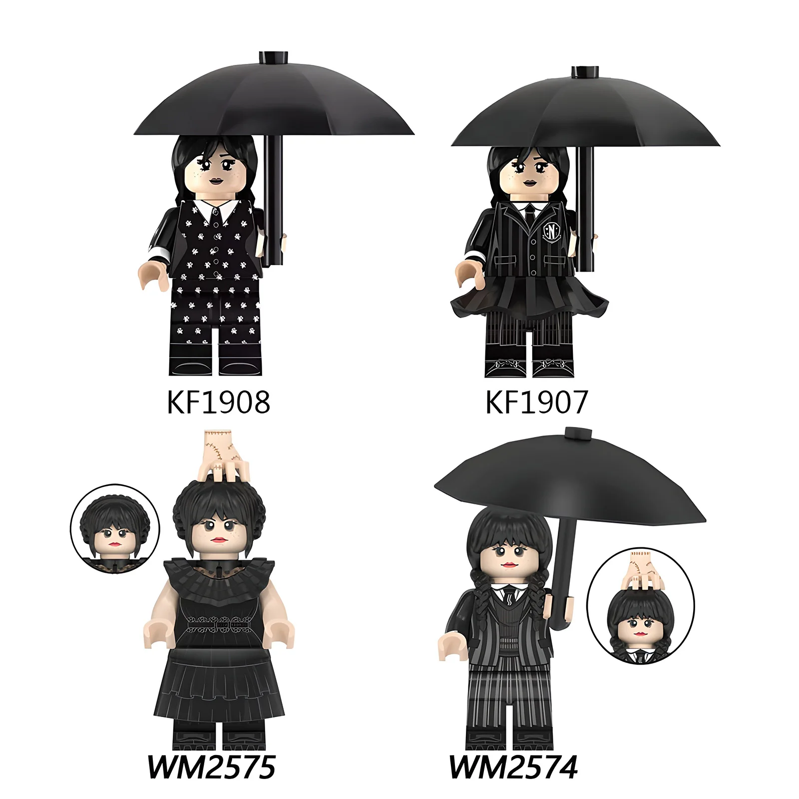 

KF1907 WM2575 WM2574 American Drama Wednesday Addams Building Blocks Minifigure Toy