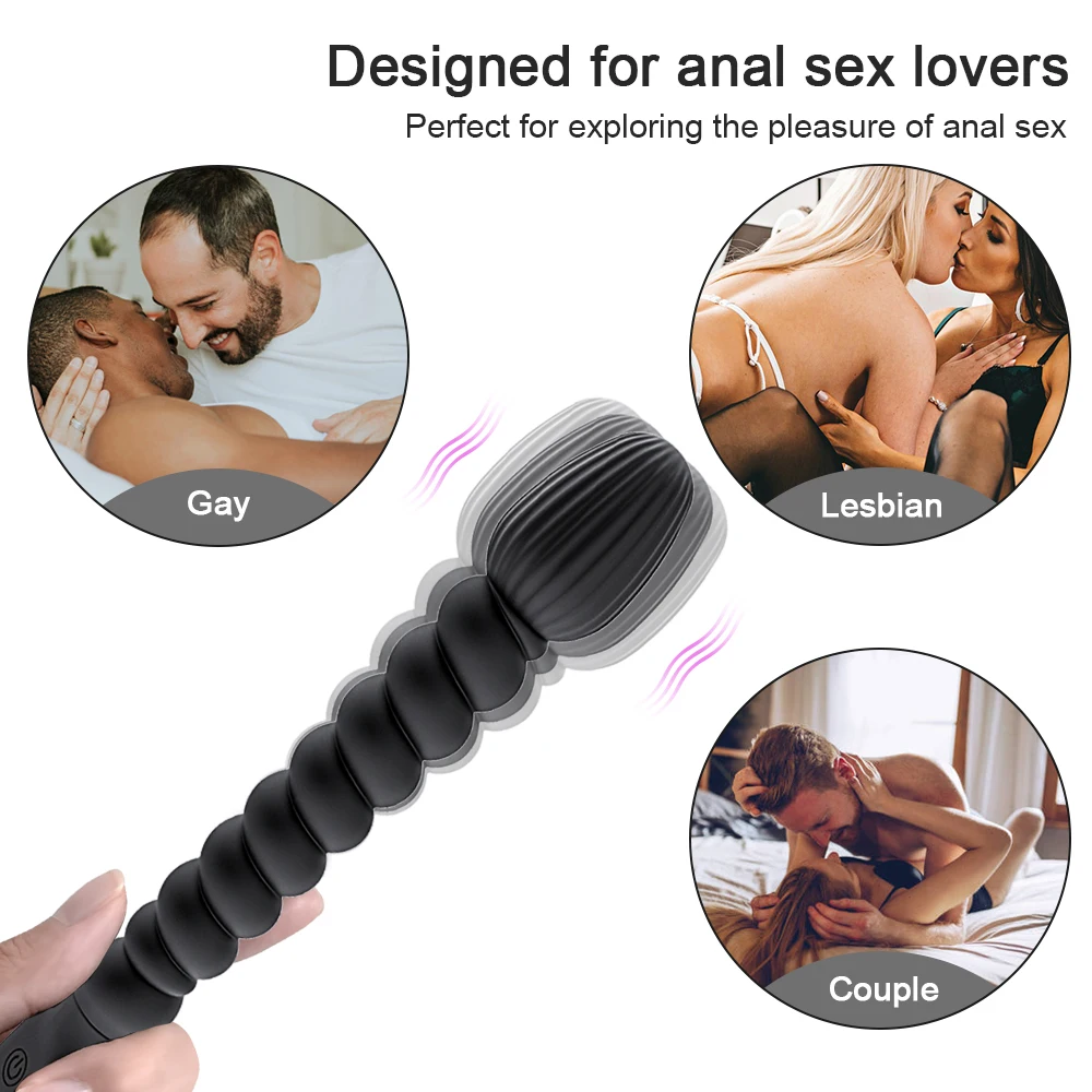 10 Kecepatan Manik-manik Anal Vibrator Perempuan untuk Wanita Lembut Butt Plug Stimulator Bergetar Gay Mainan Seks untuk Pria Dewasa Pijat Prostat