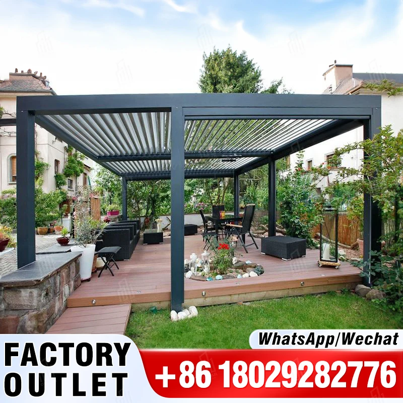 

Luxury Modern Outdoor Aluminium Waterproof Louver Roof Metal Garden Pergola