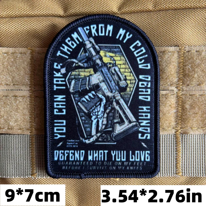 “Defend What You Love”Tactical Patch Army Printing Assault Rifle Hook and Loop Morale Badge Military Armband Backpack Sticker