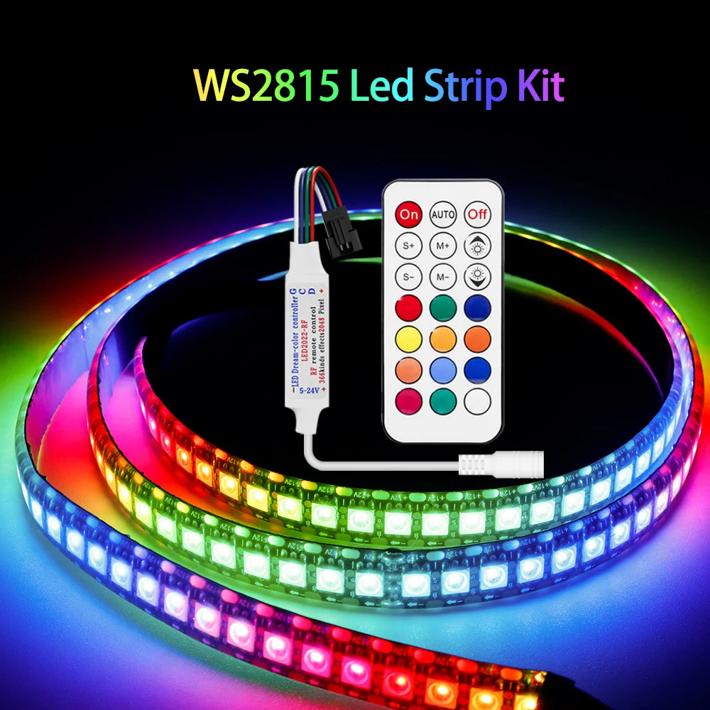 WS2815 Led Strip 14/17/21Keys DC Controlle Kits (WS2812B WS2813 Updated) RGB Individually Addressable 30/60/144 Leds/M DC12V