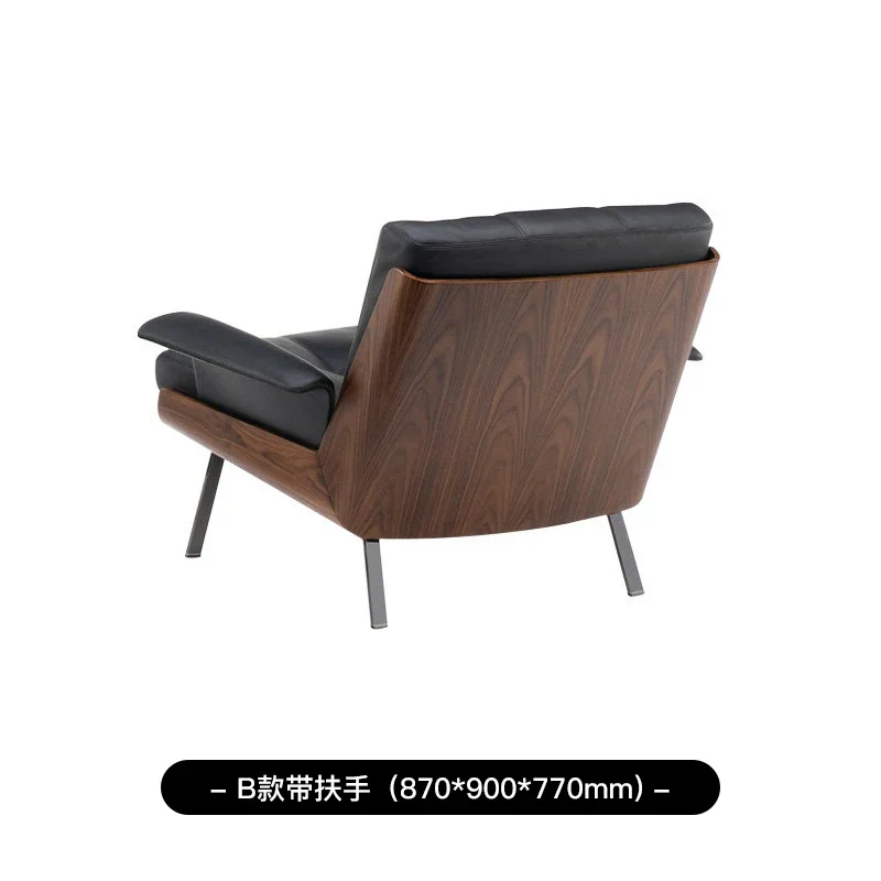 0 Italian Minimalist Solid Wood Leisure Chair Designer Living Room Office Arm Chair Light Luxury With Armrest