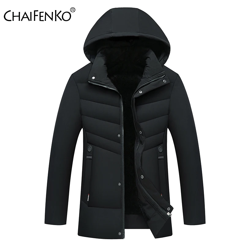 Winter Man Simplicity Windproof Solid Parkas New Business Affairs Thickening Removable Hat Jackets Fashion Keep Warm Fleece Coat