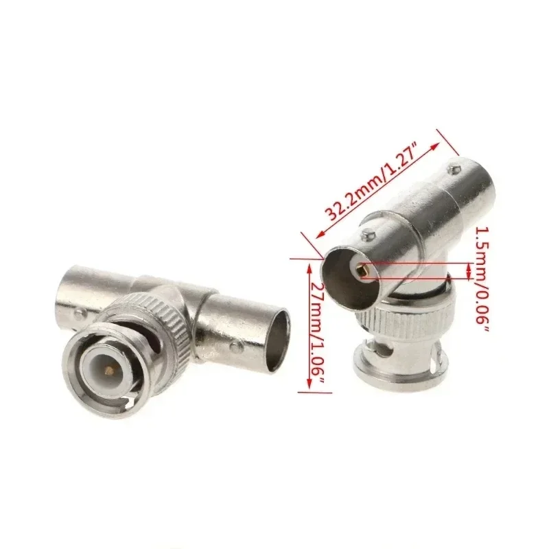 5 peças adaptador bnc t conector divisor acoplador 1 macho para 2 fêmea cctv jack plug cabos de transmissão