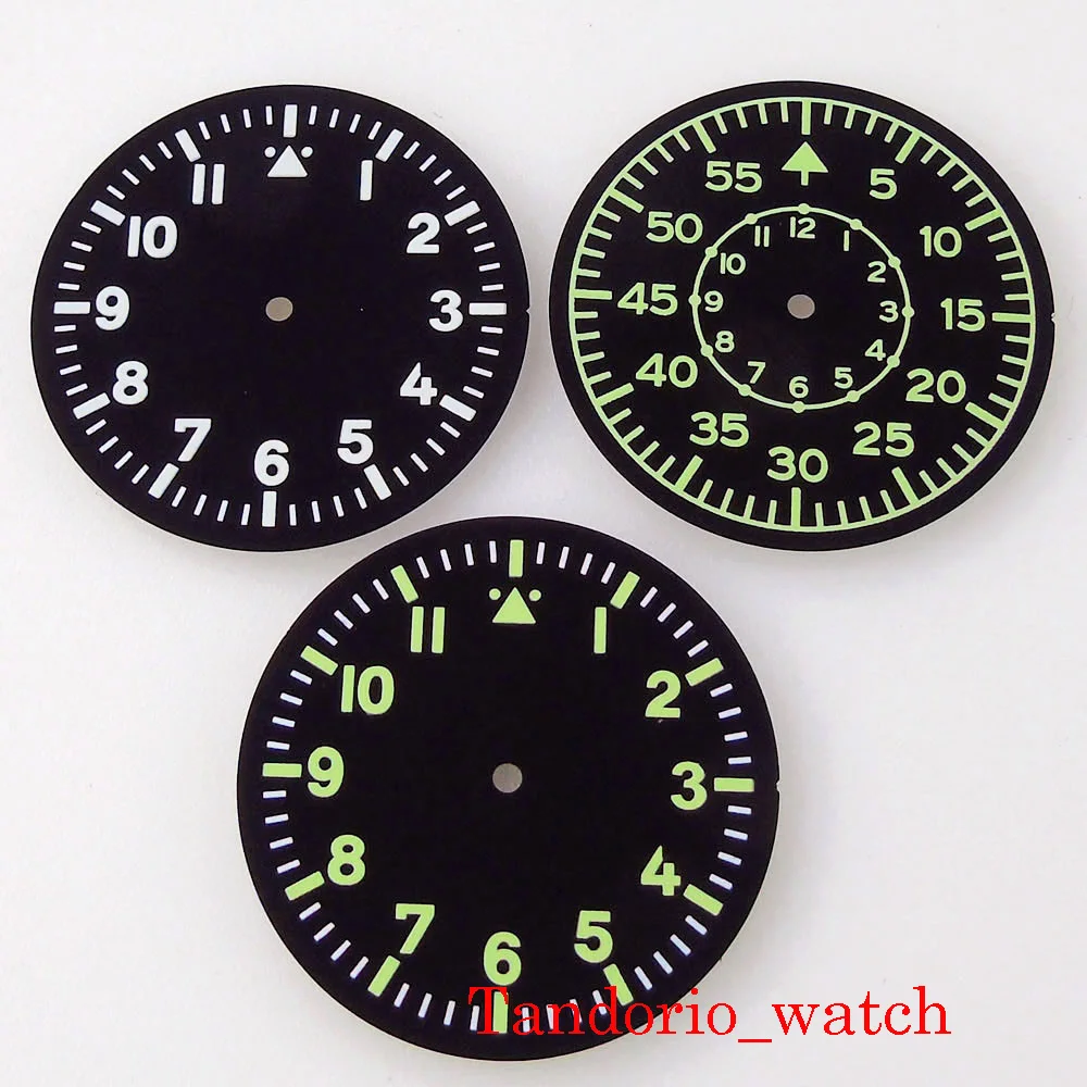 Fit NH35 MIYOTA 8215 Mingzhu 2813 PT5000 Movement 35.5mm Black Sterile Watch Dial Face Watch Hands