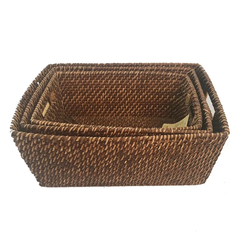 

Hot Selling Handmade Woven Natural Material Multifunction Durable Stackable Storage Basket Set