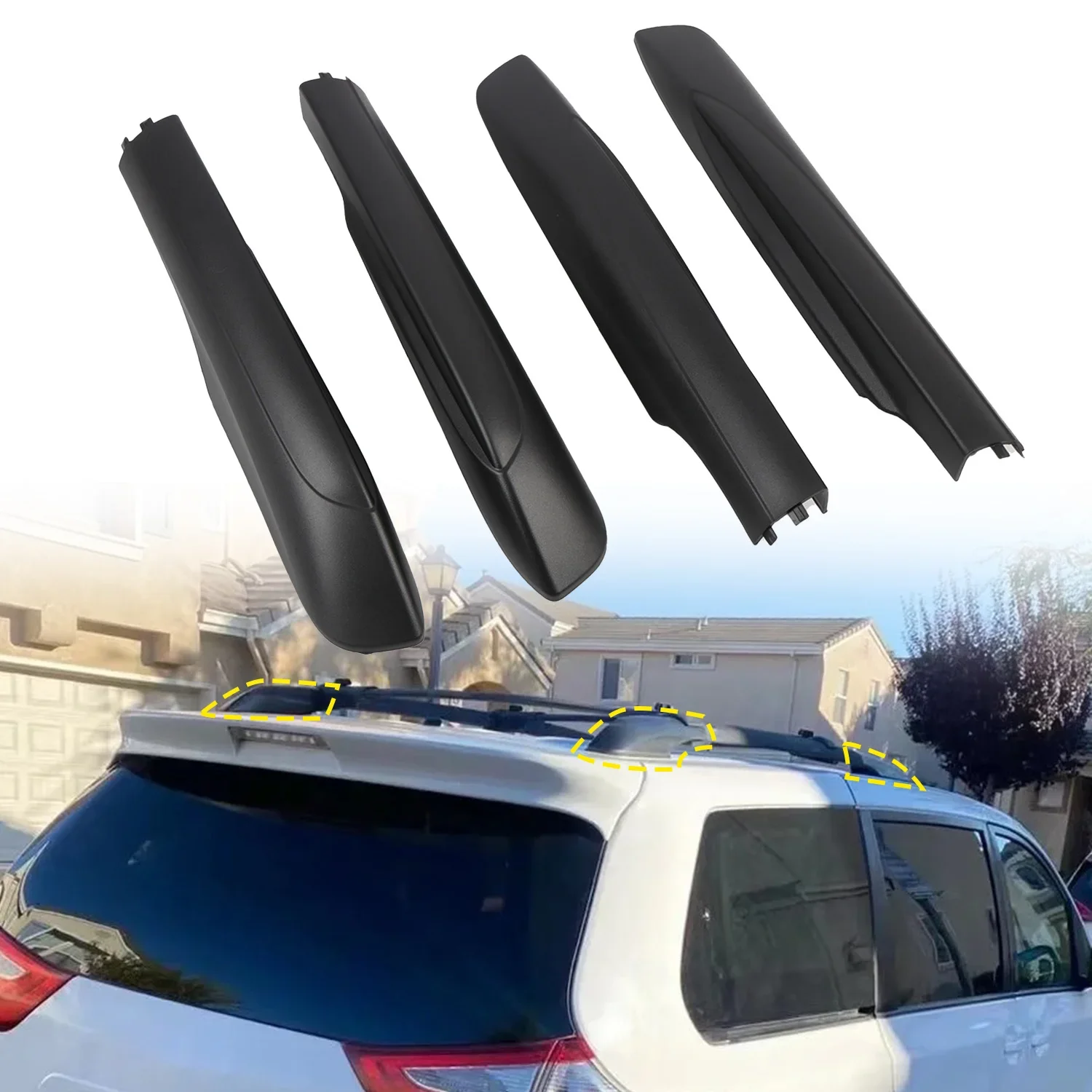 

4Pcs Roof Rack Rail End Cover Shell Replace for Toyota Sienna 2011 2012 2013 2014 2015 2016 2017 2018 2019 2020 Car Accessories