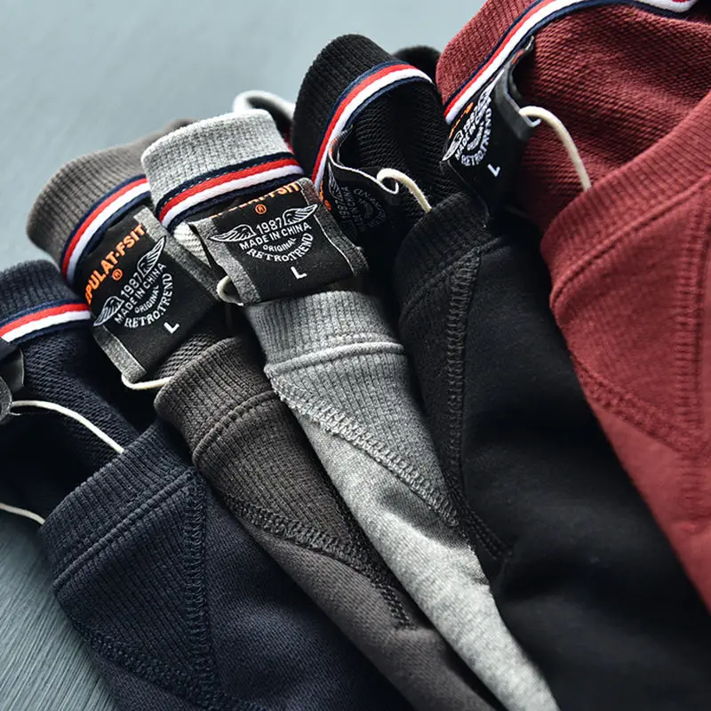2026 Autumn New Basic Knitted Pullover Sweatshirts Men's Plus Size Soild Color High Quality Fashion Washed Casual Sportswear