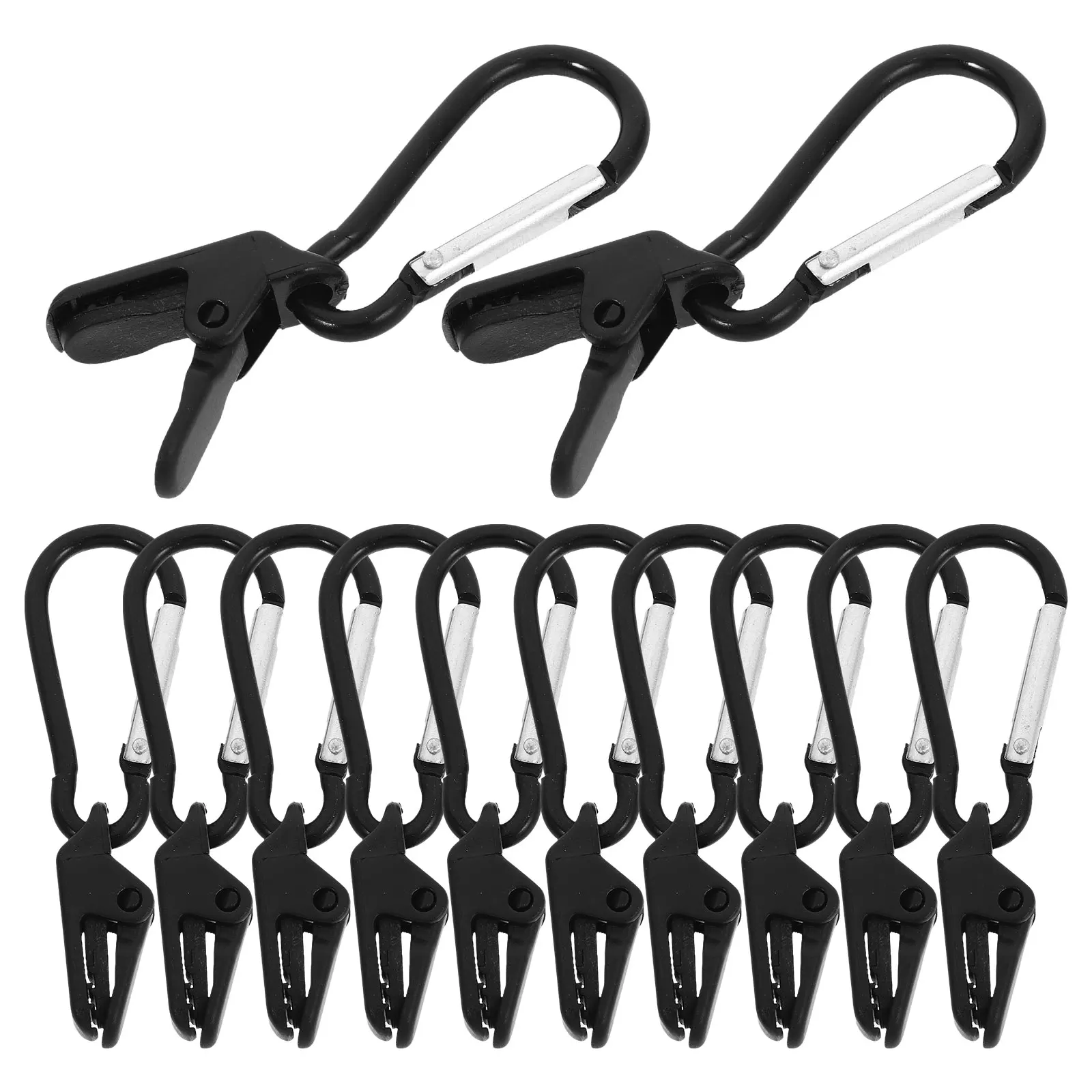 

12 pcs Windproof Tent Clips Tarp Clips Camping Accessories Black Buckle Duckbill Design Plastic Material Outdoor Gear