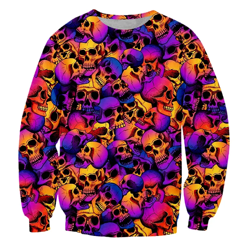 

Colorful Skull Full Body Print 3D Printed Creative Sweatshirt Man Fitness Clothing Men's Spandex High Quality Pullover Dropship