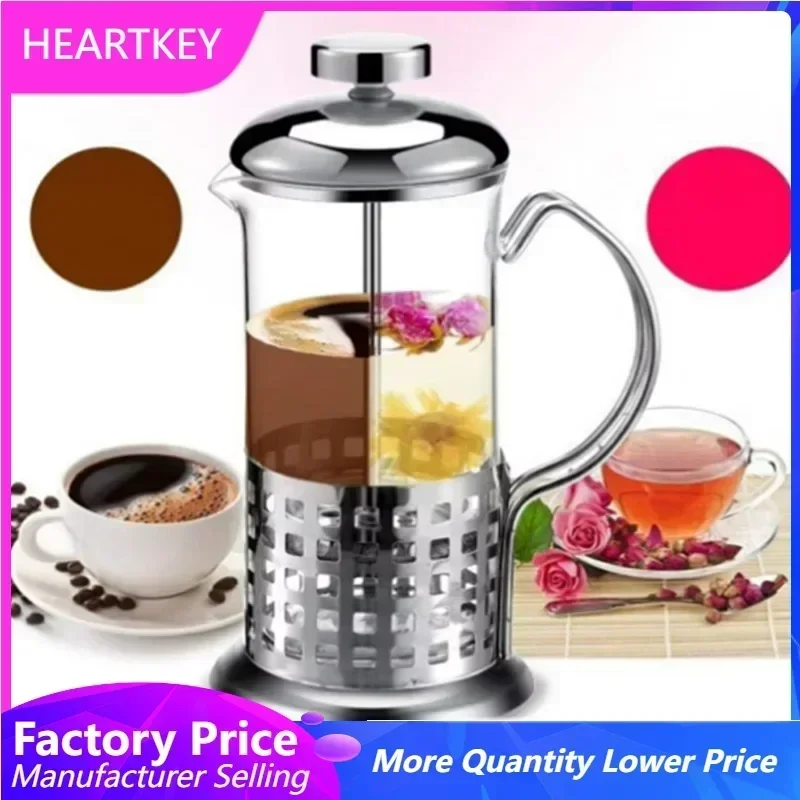 

Teapot With Handle Stainless Steel Stamping Kettle Espresso Coffee Pot Tea Press Glass Brewer