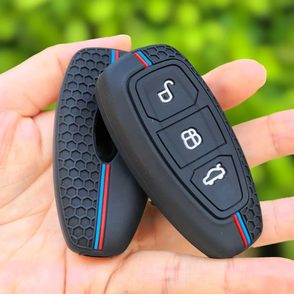 

3 Buttons Silicone Car Key Case For Ford Puma Grand C Max Focus Mondeo Kuga Fiesta Ecosport Transit Remote Key Cover