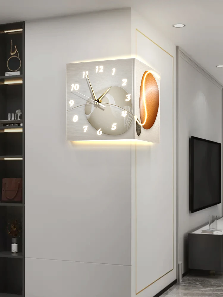 No punching, corner clock, LED light emitting stone to operate. Living room corner clock, silent dining room corner clock