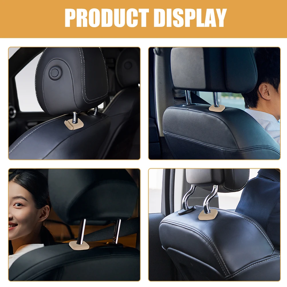 5 pcs Car Seat Headrest Accessories Plastic Guide Parts Beige Tube Adjustable Locking Design Comfortable Support Square Shape