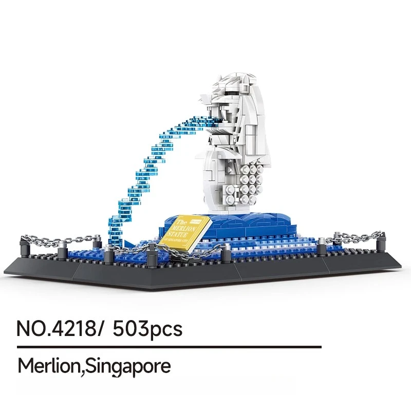 SEMBO Singapore - Merlion bouwstenen Creatief monument Gebouw Met de hand geassembleerd model Decoratieve ornamenten Educatief speelgoed