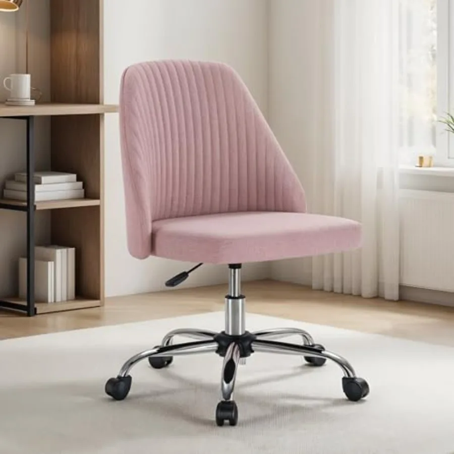 

Armless Office Desk Chair, Modern Cute Swivel Vanity Chair Comfy Home Office Chairs with Wheels Height Adjustable Rolling Compu