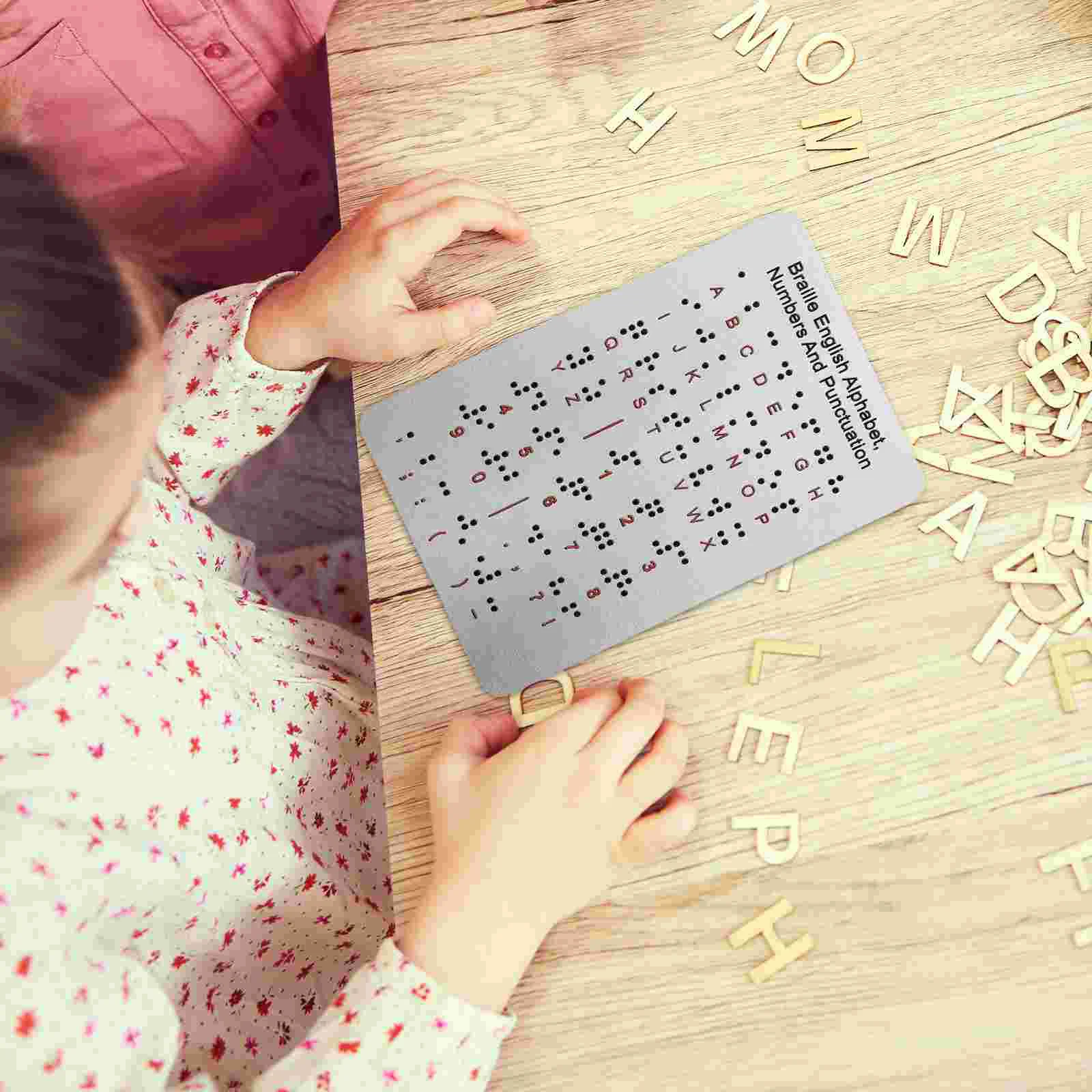 

Braille Motherboard Bump Dots for Visually Impaired Books Blind School Supplies Beginners Wood Alphabet Products Silver Child