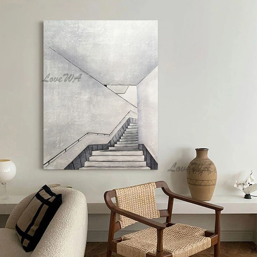 Stairway Design Drawing Simple Wall Abstract Art Easy Canvas Painting Unframed Picture For Living Room Modern Decor Wholesale