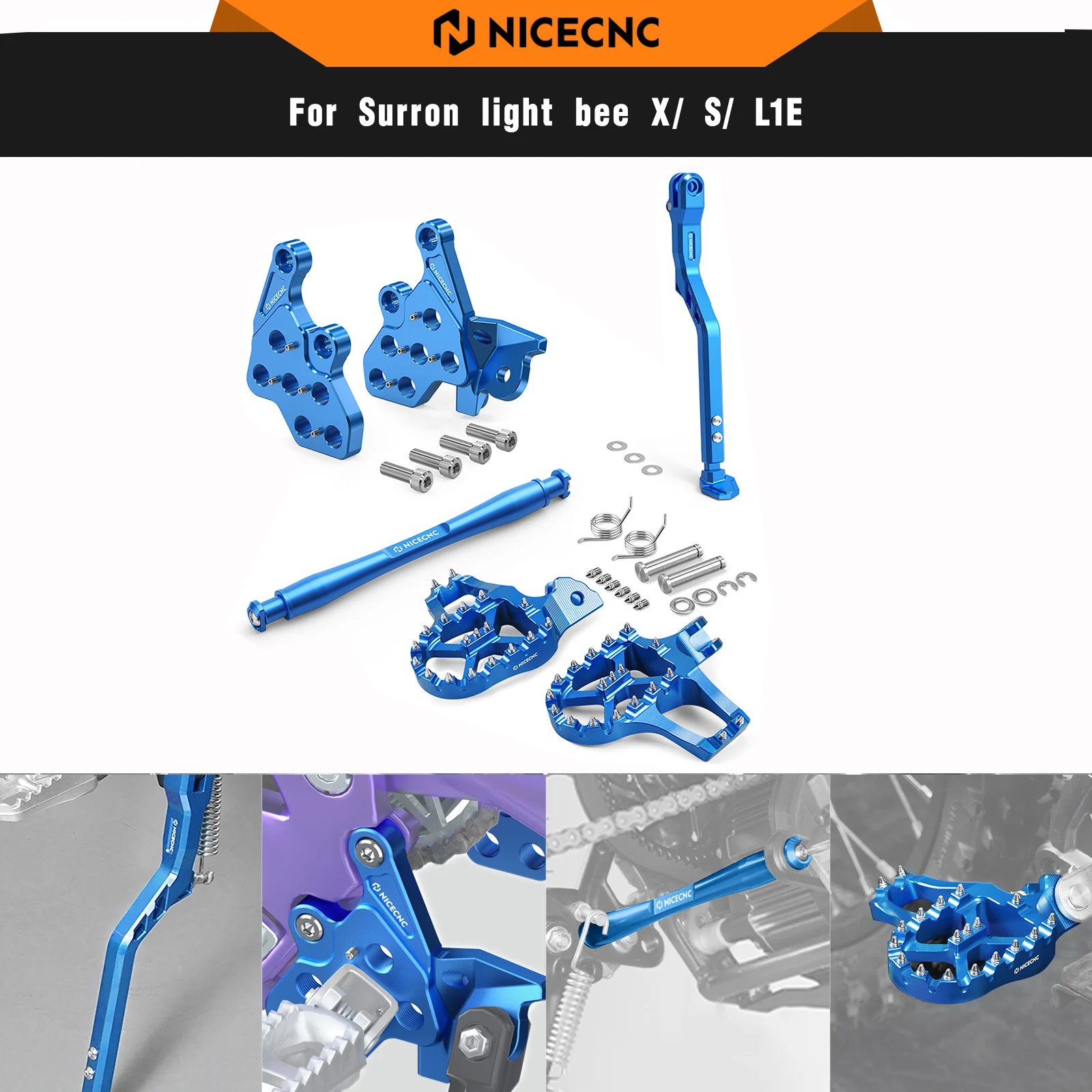 

Foot Pegs Bracket Package Footrest Support Brace Foot Side Kick Stand For Surron light bee X S L1E Segway X160 X260 2017-2024