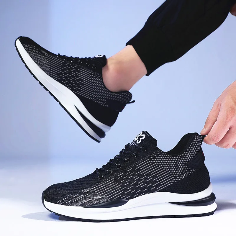 Men Sneakers Sports Lift  Height Increase Insole 6cm Mesh Plus Size 37-44