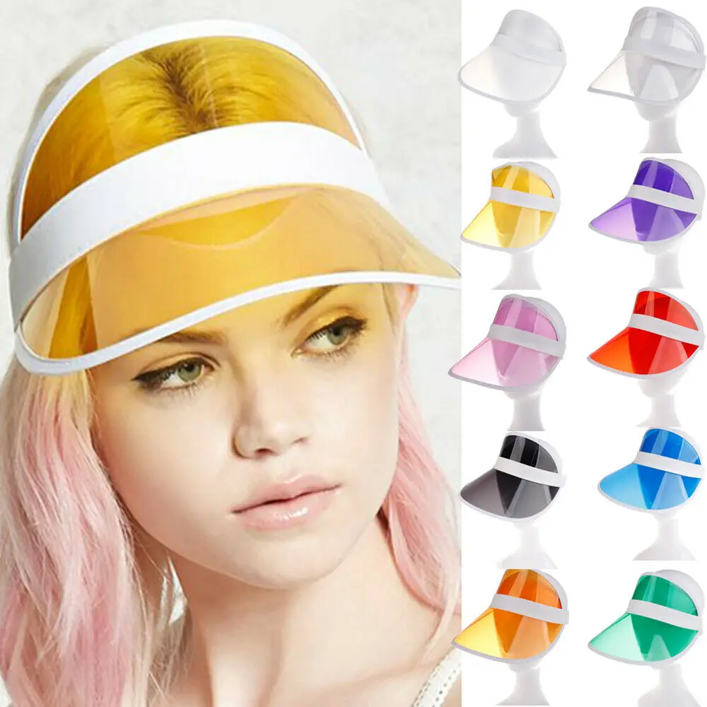 9 Colors Women Transparent Sun Visor Hat Golf Tennis Beach New Adjustable Men Women Visor Sun Plain Hat Sports Cap